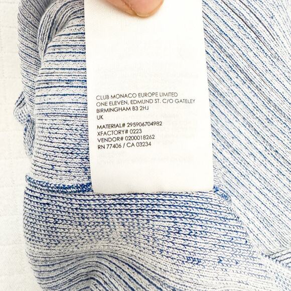 Club Monaco Blue White Heavy Knit Sleeveless Top Split Side Hems Size Small - Picture 4 of 6